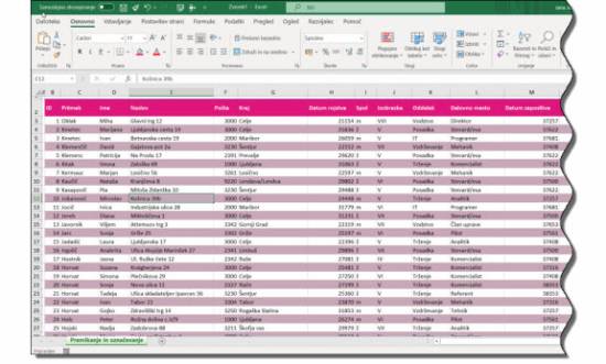 Excel | Izmenično barvanje vrstic