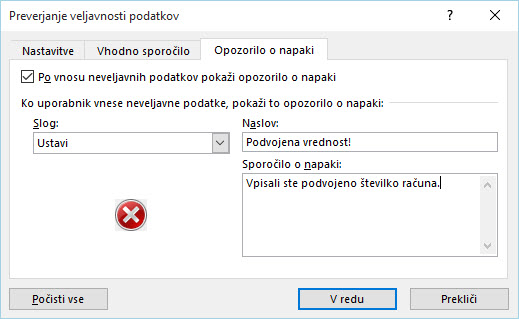 Countif Excel opozorilo napaka