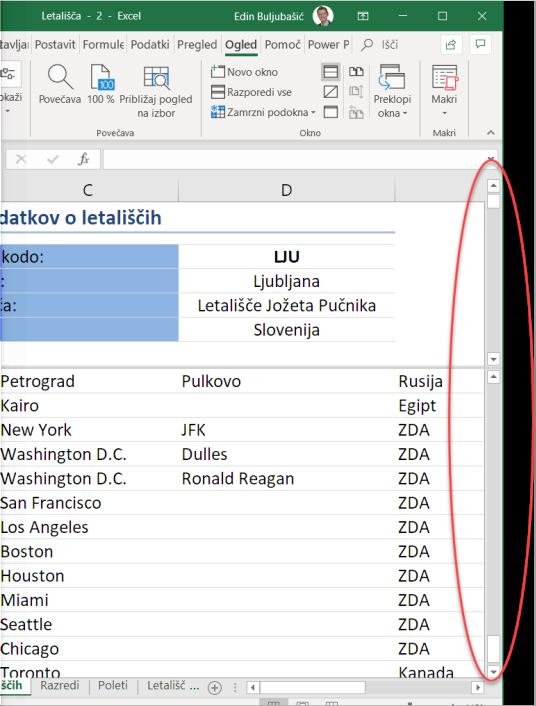 Excel razdelitev tabele split table