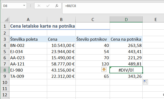 funkcija iferror