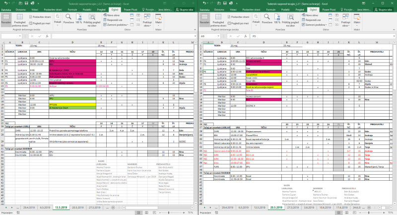 Primerjava dveh listov v Excelu