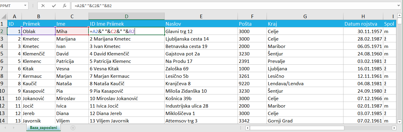Textjoin funkcija