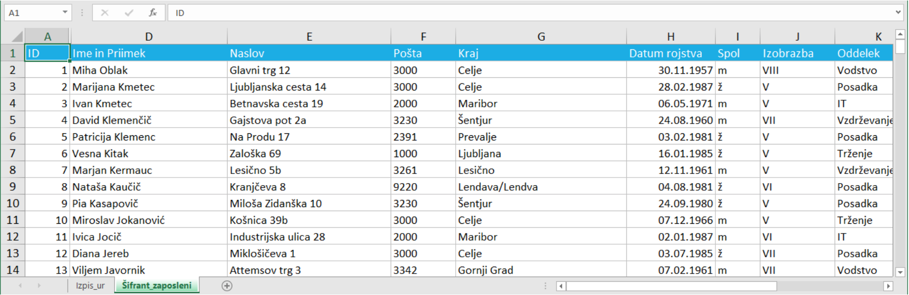 Funkcija XLOOKUP
