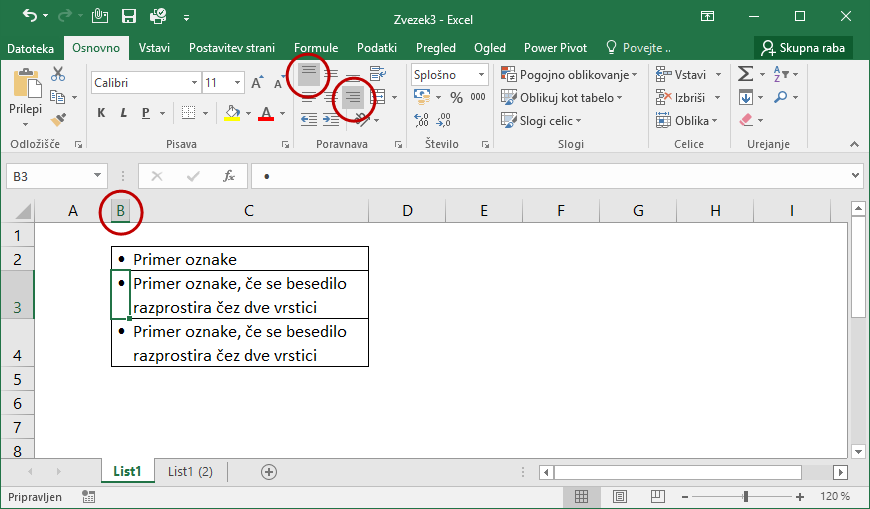 Excel dodaten stolpec za oznake