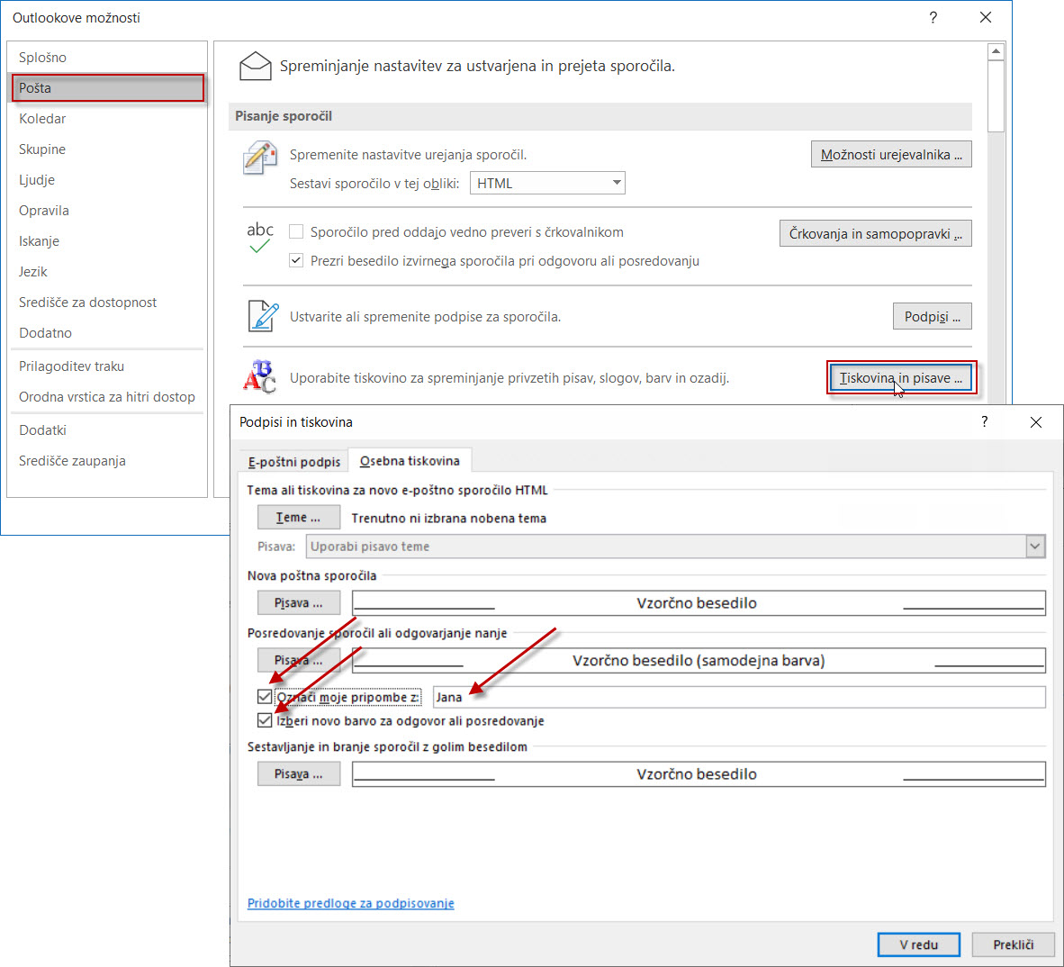 Outlook avtomatsko označevanje odgovorov - možnost