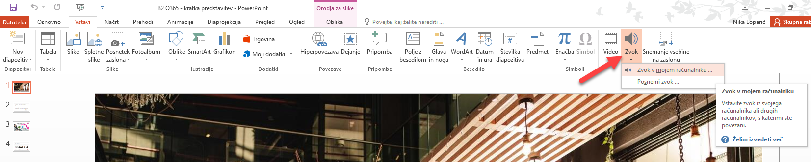 zvok powerpoint