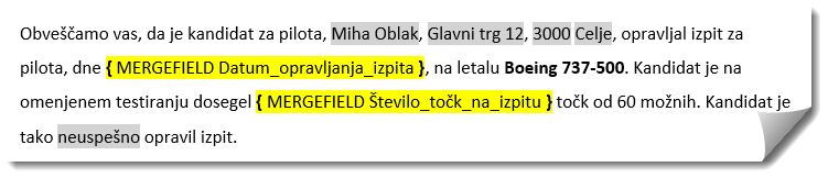 Spojna polja - kode