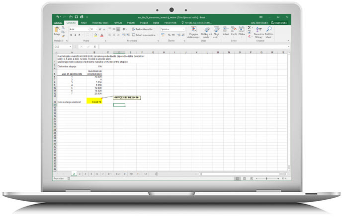 Sedanja vrednost - Excel