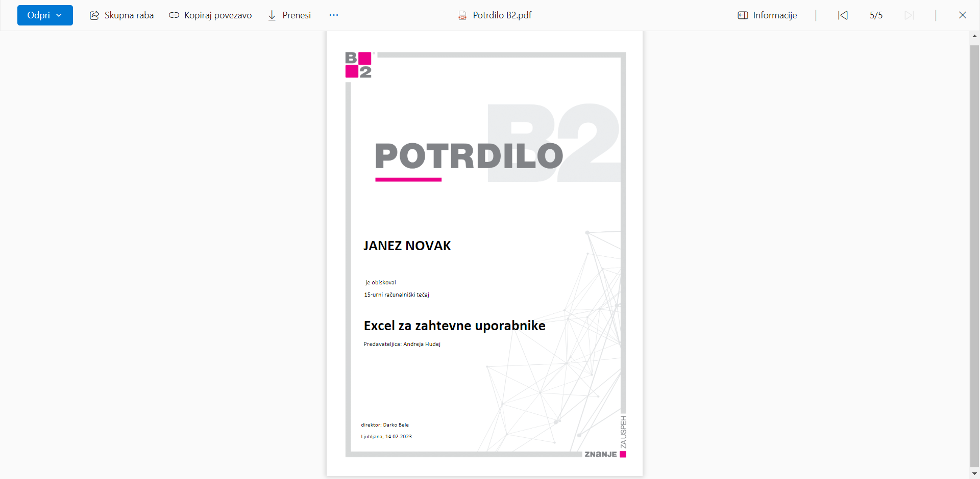 Potrdilo - certifikat