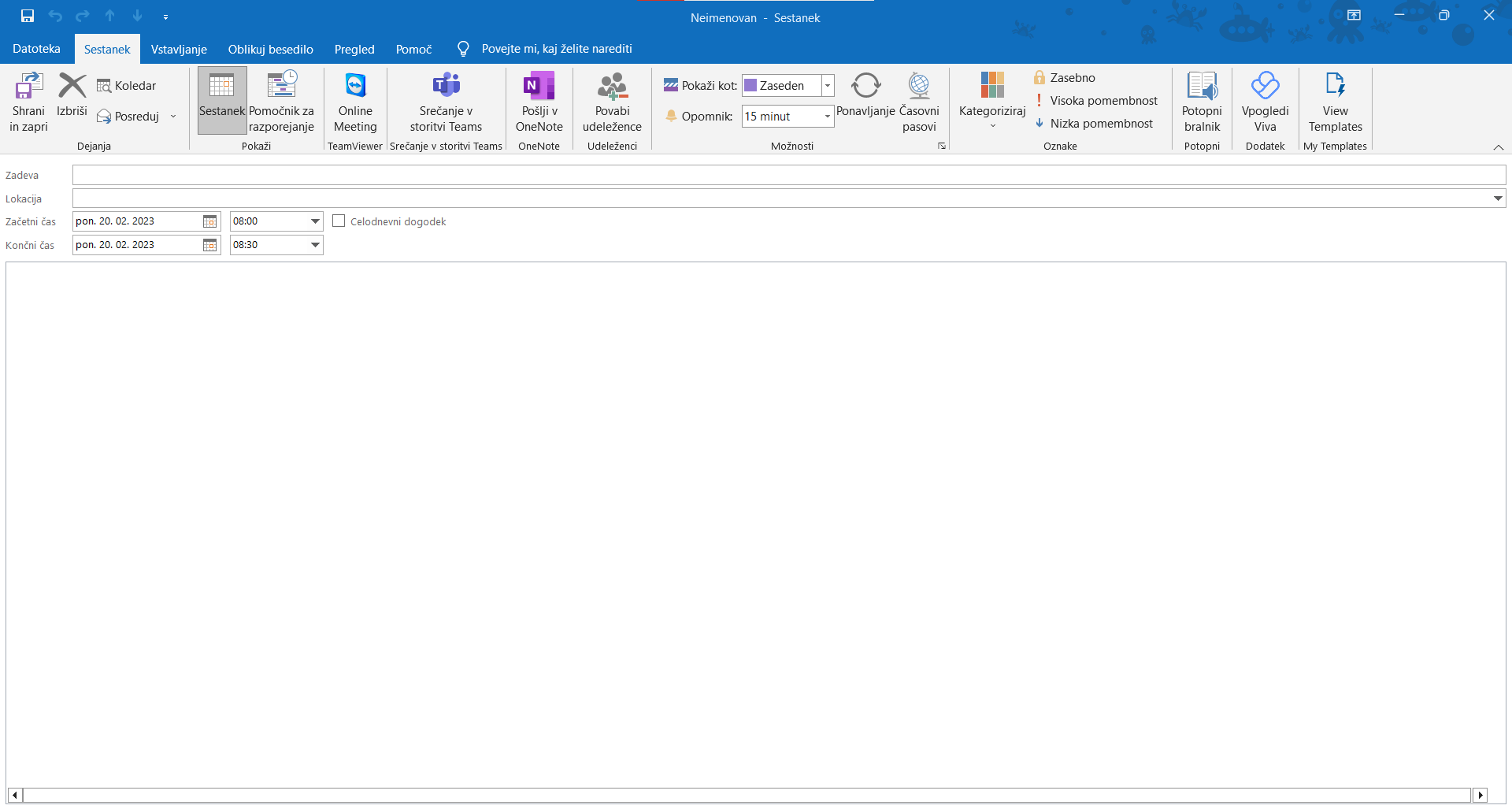 Outlook trik za datum sestanka