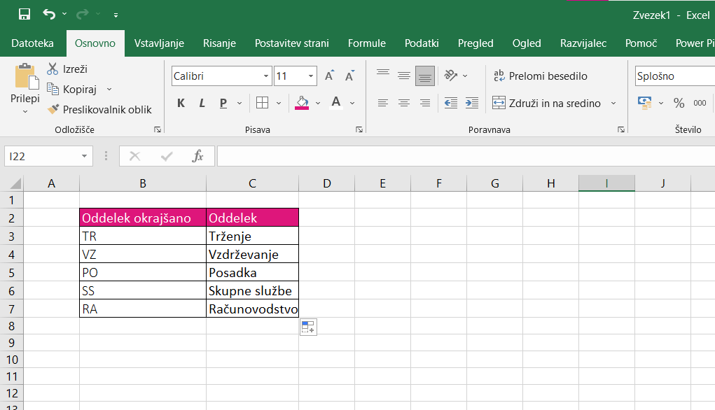 SWITCH funkcija Excel