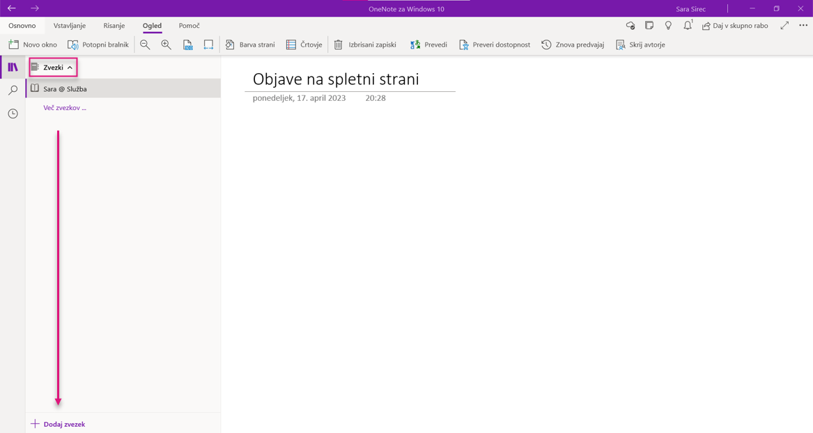 OneNote zvezki