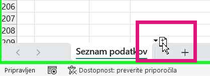 Excel in premikanje lista