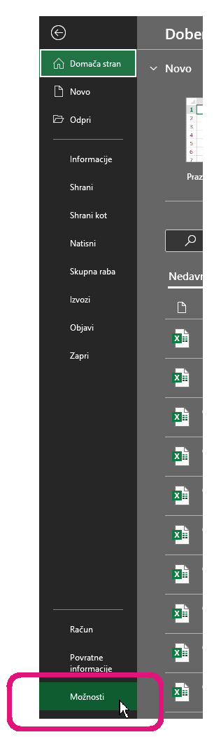 Excel samodejno shranjevanje