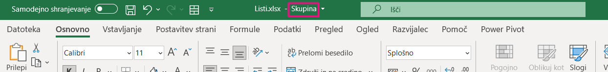 Skupina listov v Excelu