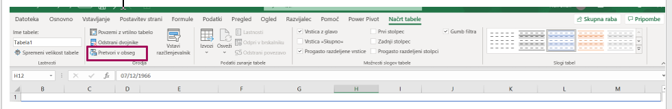 Excel barvanje vrstic
