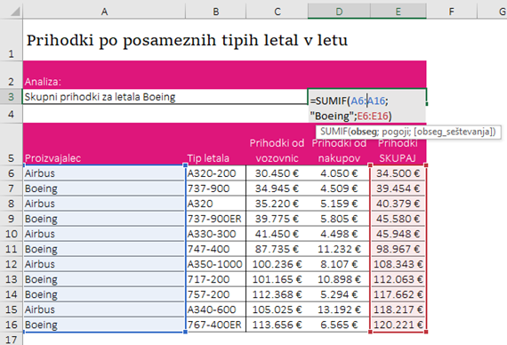 Excel SUMIF