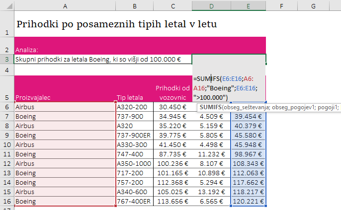 Excel SUMIFS