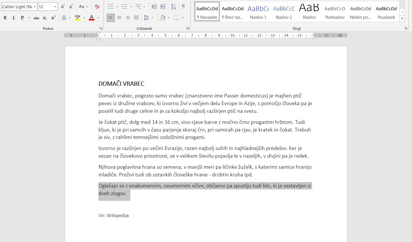 b2_microsoft word_bližnjica za premikanje