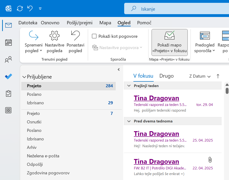 outlook trik ne spreglejmo pomembne e-pošte
