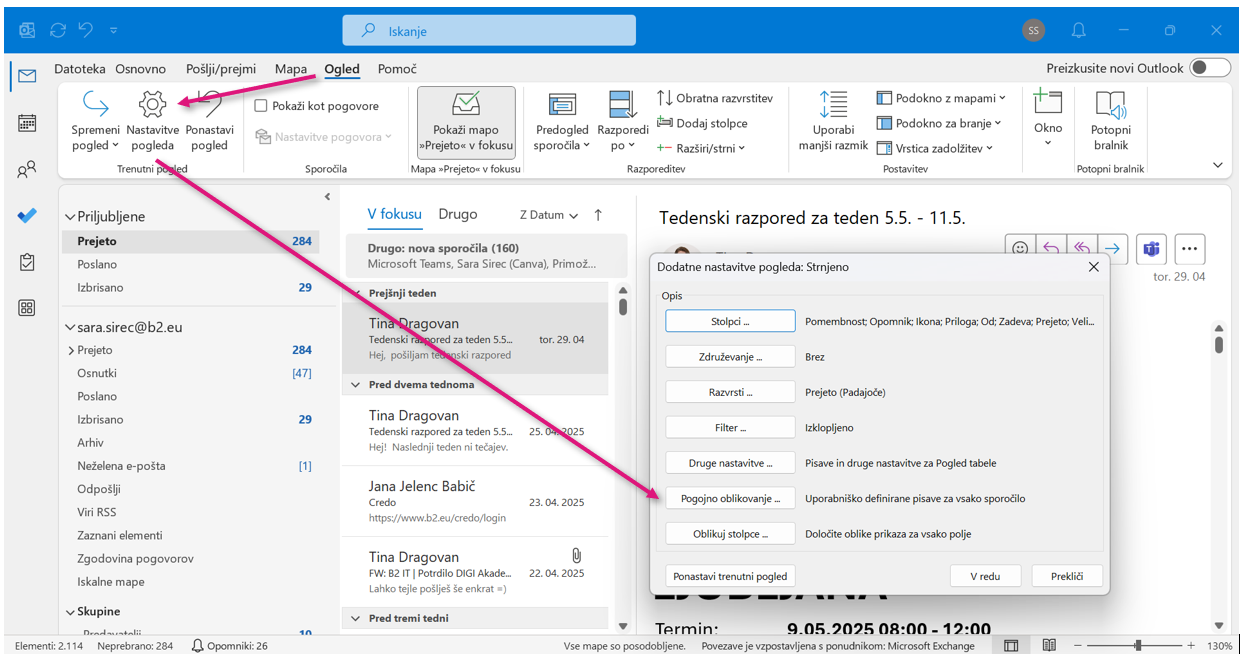outlook trik ne spreglejmo pomembne e-pošte